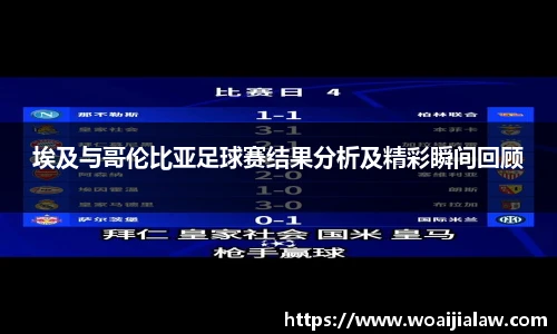 埃及与哥伦比亚足球赛结果分析及精彩瞬间回顾